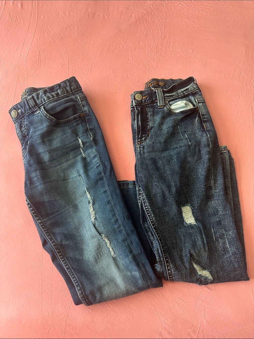 Justice Girls Distressed Denim Jeans - Blue